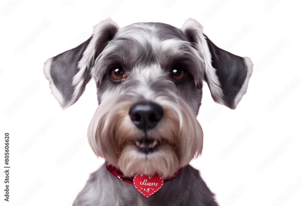 Sticker of Valentines Day schnauzer dog isolated on transparent background