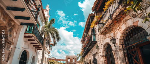 Beautiful Dominican Republic buildings showcase rich history and intricate Spanish colonial architecture in Santo Domingo. photo