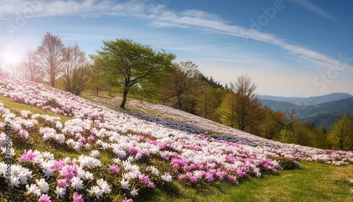 Wallpaper Mural  A soft rolling hill covered in spring flowers, predominantly soft pinks and whites Torontodigital.ca