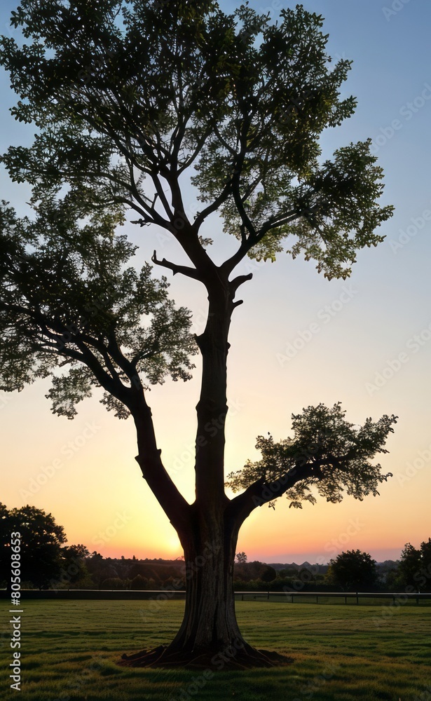 Fototapeta premium professional photograph of single tree in sunset