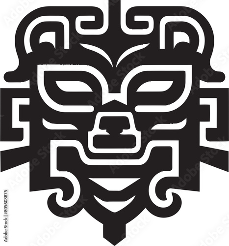 Celestial Beast Mayan Lion Deity in Vector Form