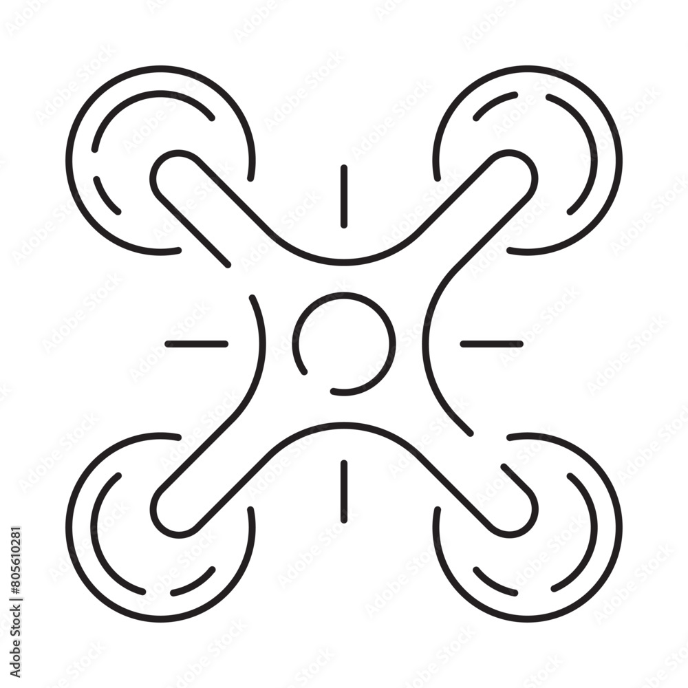 Fototapeta premium Drone line icon. Included the icons as drone, remote, controller, radar, map, signal and more