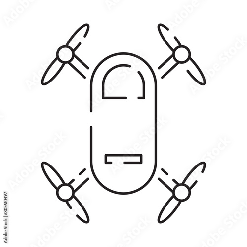 Drone line icon. Included the icons as drone, remote, controller, radar, map, signal and more
