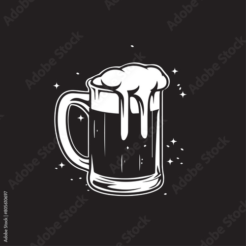 Beer mug with foam in cartoon, doodle style . Image for t-shirt, web, mobile apps and ui. Isolated 2d vector illustration in logo, icon, sketch style, Eps 10, black and white. AI Generative