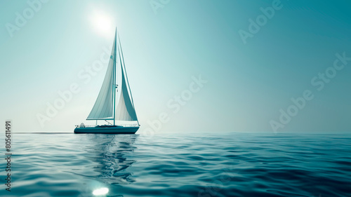 sailboat on the sea with copy space area © Jezper