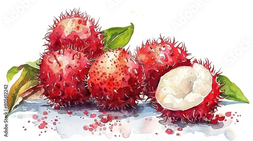 This is a watercolor painting of a lychee photo