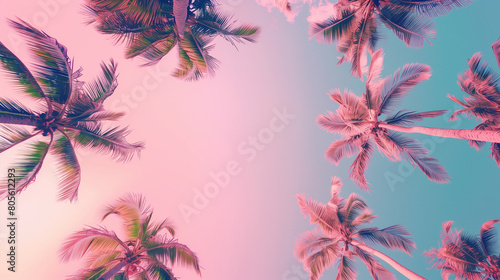 Colorful Tropical Palm Trees Against a Vibrant Sky