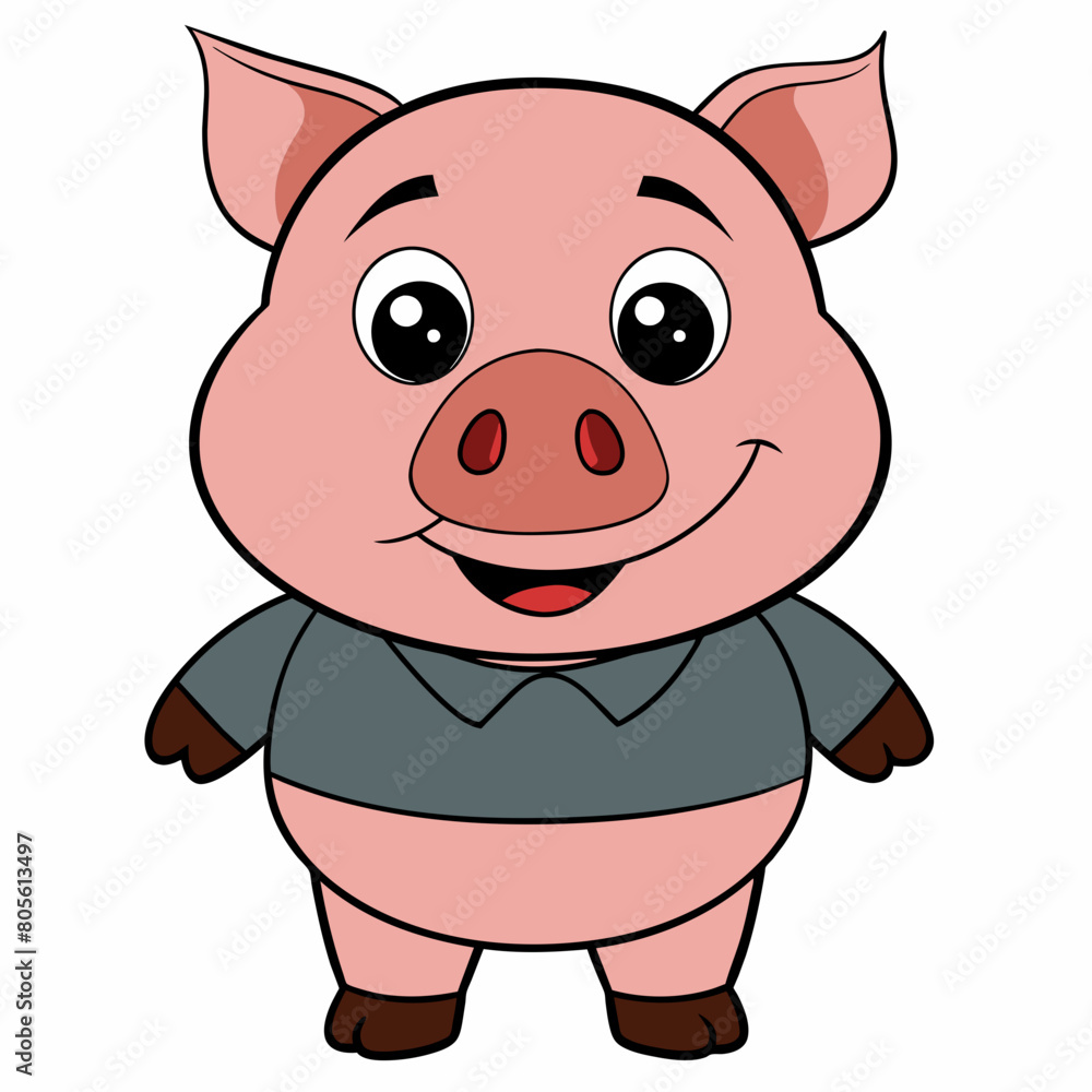 pig vector art illustration