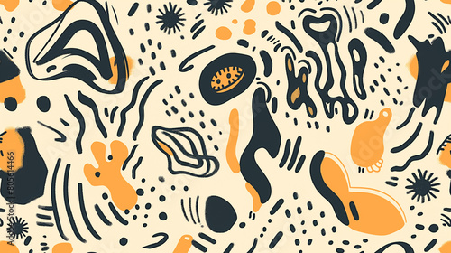 Abstract Doodles Create hand-drawn or digitally rendered doodle patterns with whimsical shapes, lines, and swirls. These playful patterns add a touch of spontaneity and creativity to designs