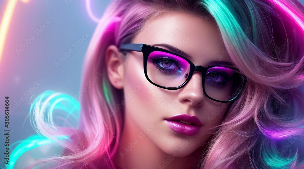 portrait of a woman, neon, lights, dramatic, background, fashion portrait of a woman, neon, lights, dramatic, background, fashion