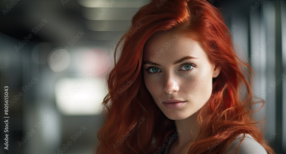 Captivating redhead with striking green eyes Captivating redhead with striking green eyes