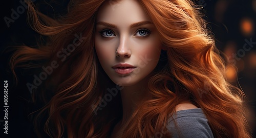 Striking portrait of a woman with vibrant red hair © Balaraw