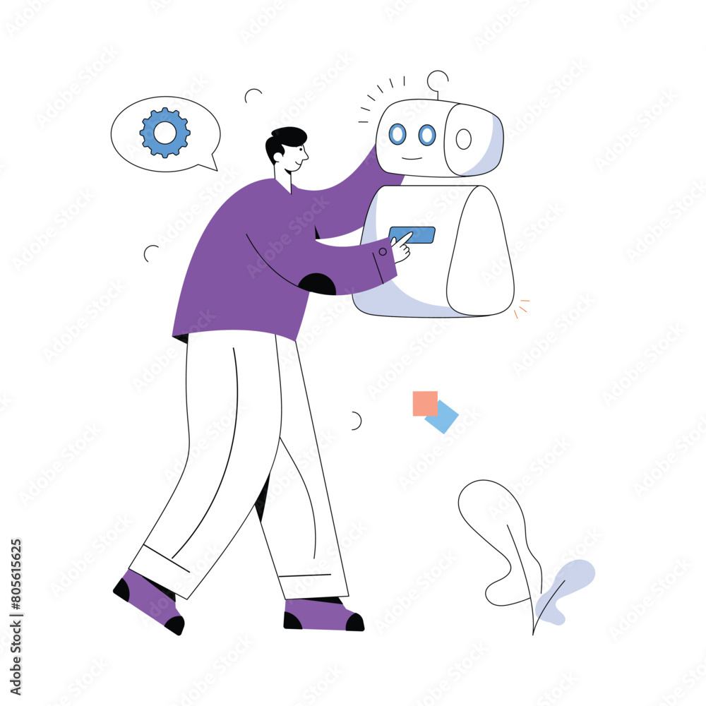 Flat Vector illustration of robotics, technology, robots, illustration, vector, flat illustration, flat icon, modern, tech, creative, electronic