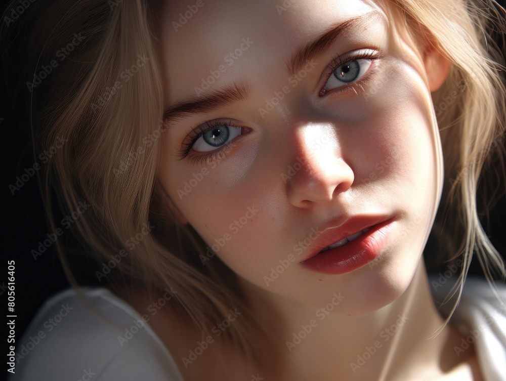 Closeup portrait of a pensive young woman Closeup portrait of a pensive young woman
