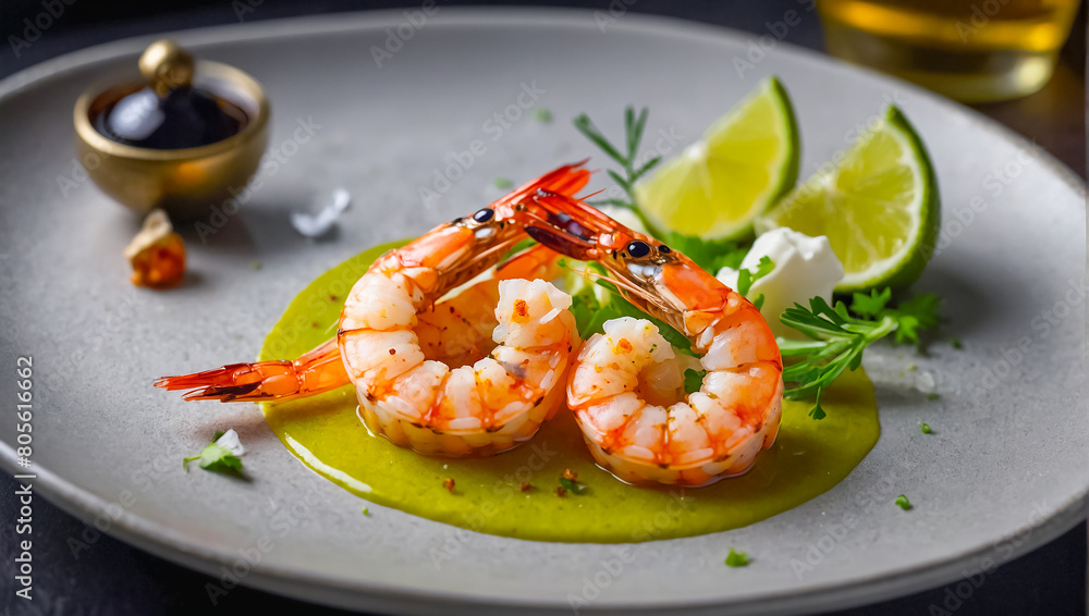 Grilled shrimp with lime restaurant snack Grilled shrimp with lime restaurant snack