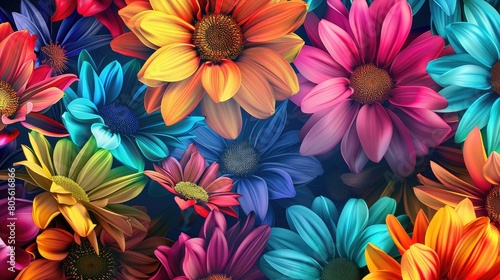 Beautiful modern colorful flower design © Ahtesham