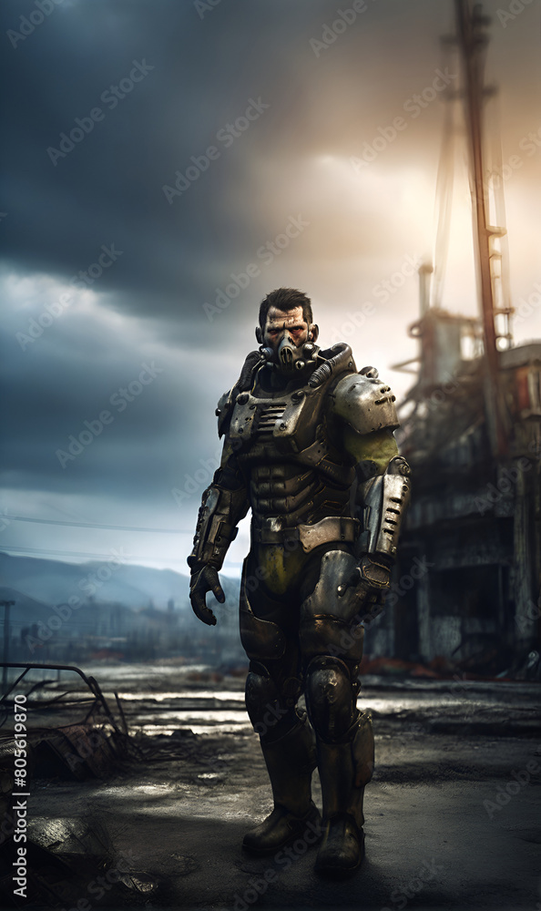A man in metal armor, a character from the game A man in metal armor, a character from the game