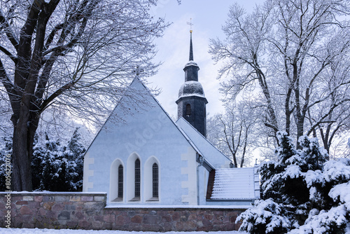 Meißner Nikolai-Kapelle im Winter, Sachsen, Deutschland