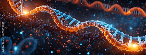  DNA gene background science helix cell genetic medical biotechnology biology bio. Technology gene DNA abstract molecule medicine blue 3D background research digital futuristic human concept health  #805622082
