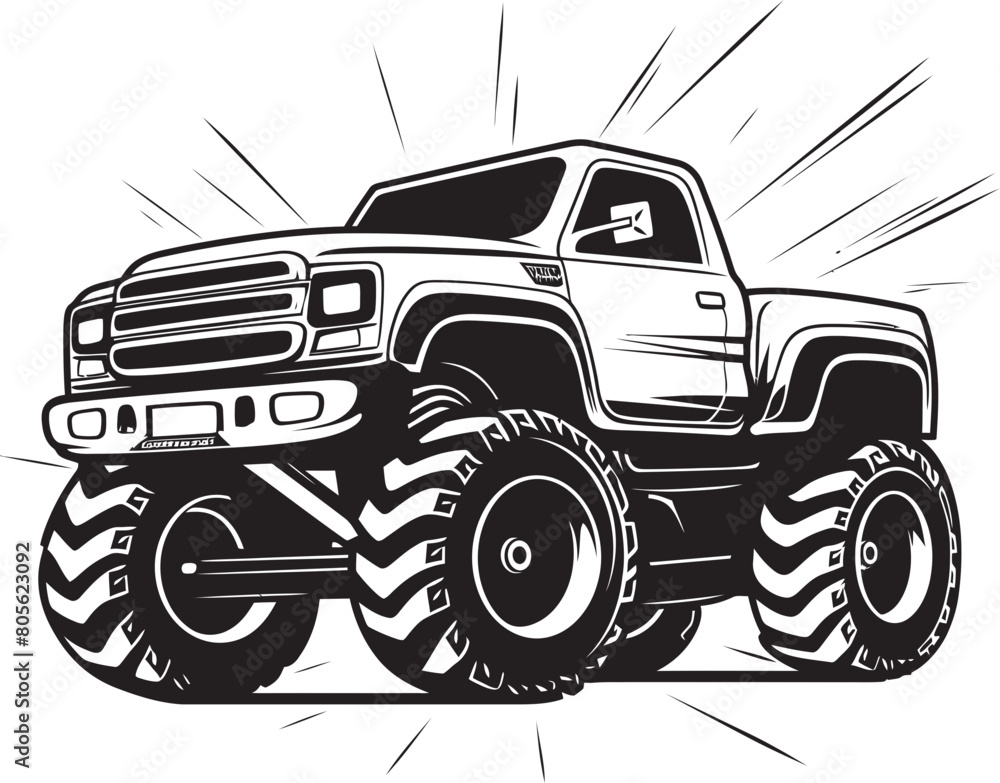 Monster Truck Mayhem Crushing the Competition in Vector Illustration