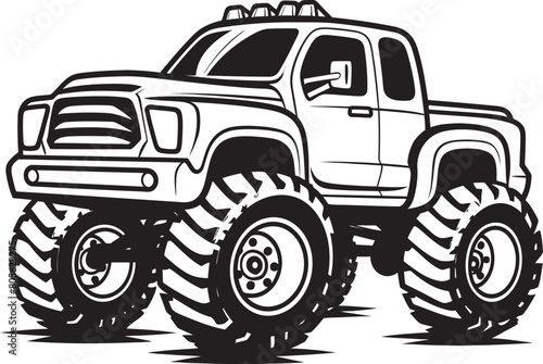 Monster Truck Fury Dominating the Dirt in Vector Graphic