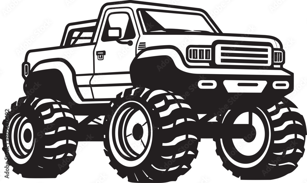 Synthwave Surge Monster Truck Vector Illustration in 80s Inspired Chase
