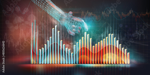 Abstract infographics on the topic of AI and financial technology