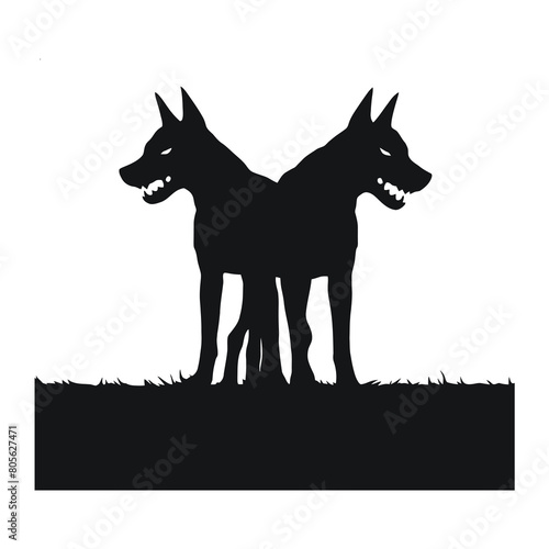 Silhouette of multiple dogs on a white background   © Mesum