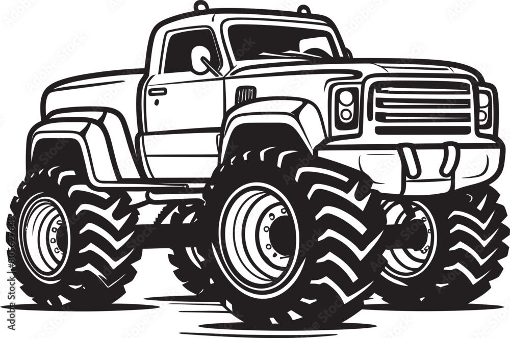 Turbocharged Monster Truck Turbocharge in Vector Illustration