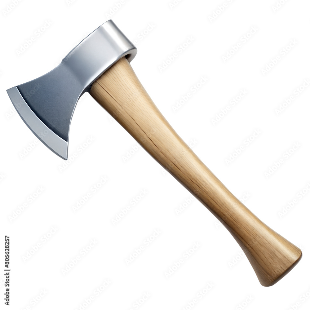 Shiny Steel Axe With a Smooth Wooden Handle Isolated on Transparent Background Shiny Steel Axe With a Smooth Wooden Handle Isolated on Transparent Background