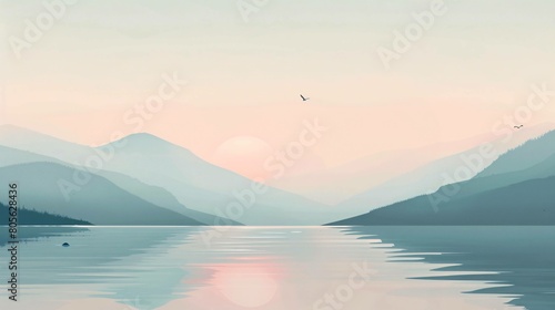 minimalist wallpaper inspired by nature  such as serene landscapes  tranquil seascapes  or majestic mountains.