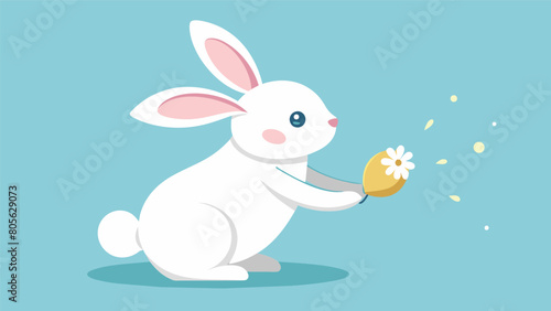 A squeaky toy for rabbits that emits the calming aroma of chamomile promoting a peaceful environment for bunnies to hop and play.. Vector illustration photo
