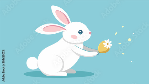 A squeaky toy for rabbits that emits the calming aroma of chamomile promoting a peaceful environment for bunnies to hop and play.. Vector illustration