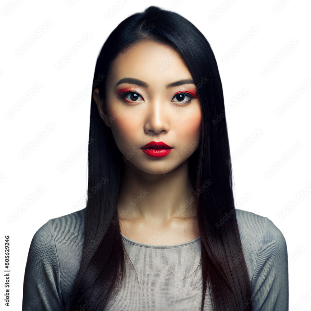 Portrait of a Young Woman With Bold Makeup in a Studio Setting