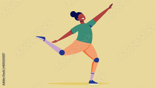 A person wearing a prosthetic leg confidently performs a solo routine demonstrating the empowering and accepting community of a body positive dance. Vector illustration