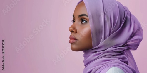 Studio Capture of Young Woman in Lavender Hijab