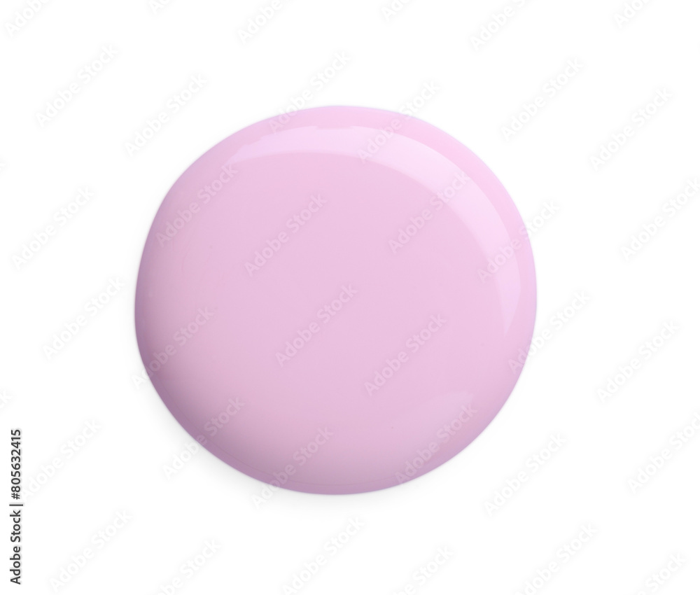 Obraz premium Sample of pink nail polish isolated on white, top view