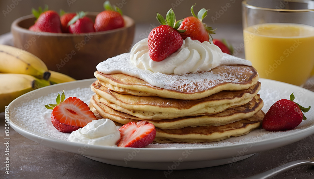 pancakes with strawberries and whipped cream pancakes with strawberries and whipped cream