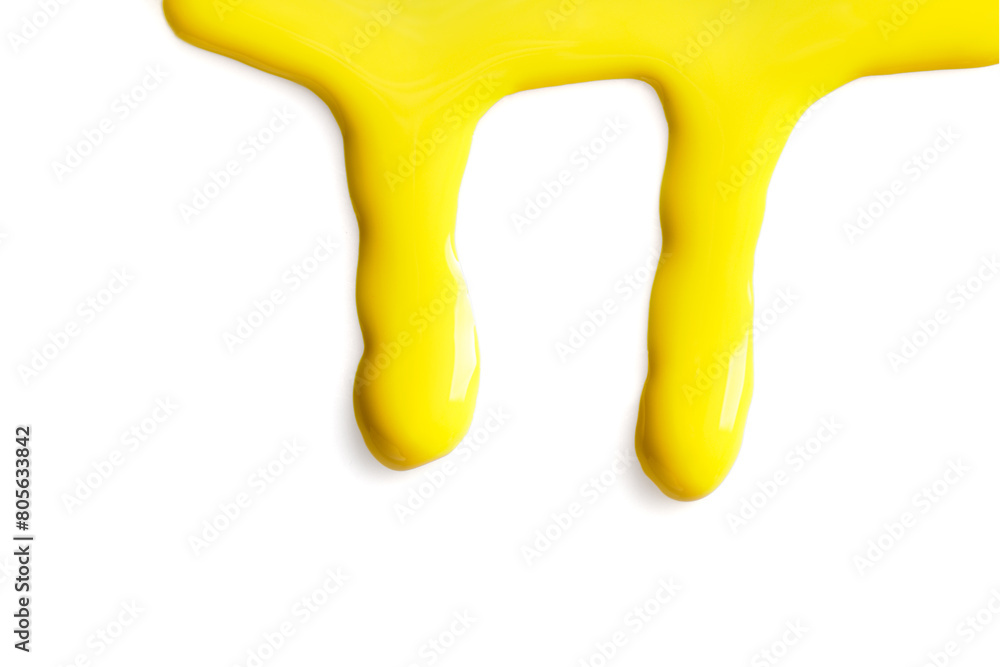 Yellow nail polish flowing on white background Yellow nail polish flowing on white background