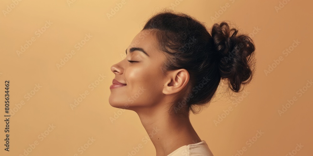 Serene Young Woman in beige Lingerie Serene Young Woman in beige Lingerie