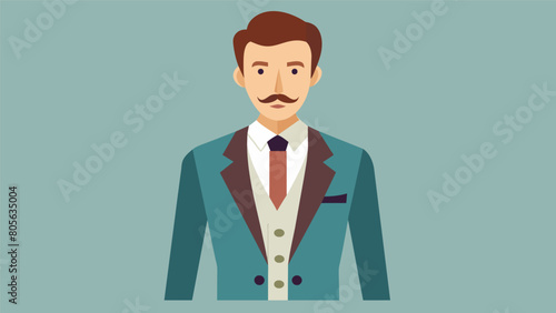 The grooms stylish suit is a thrifted vintage piece expertly tailored to fit him perfectly and adding a touch of oldworld charm to the wedding.. Vector illustration