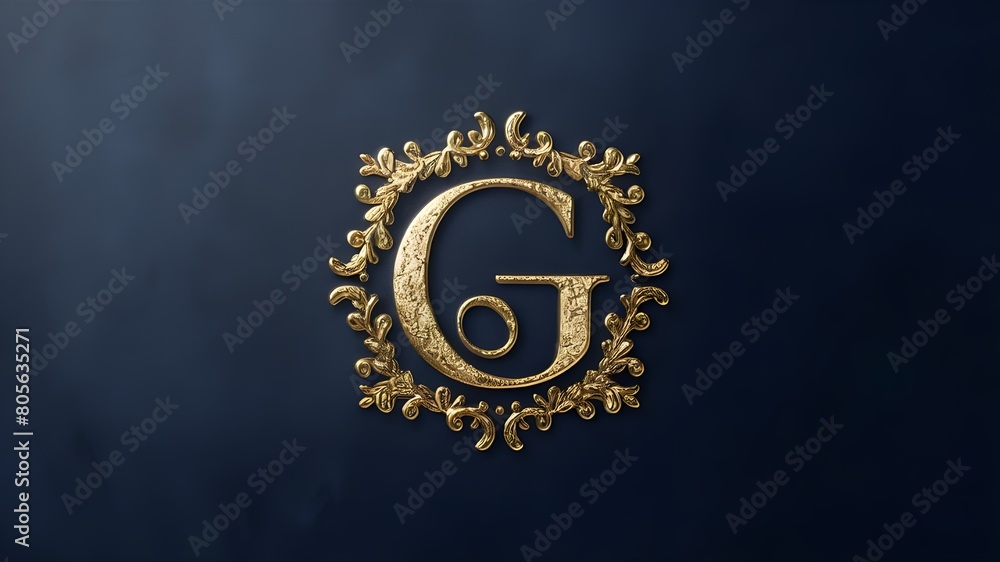 Naklejka premium Luxury Photography Logo Design with Elegant G Monogram in Gold Foil