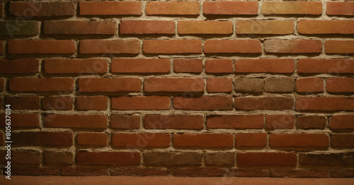 orange brick wallpaper, full wall