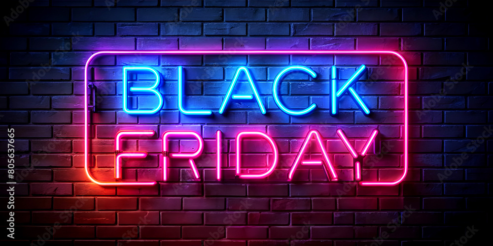 Black Friday: Neon Promotional Branding on Dark Background. Deal of the Year: Black Friday Black Friday: Neon Promotional Branding on Dark Background. Deal of the Year: Black Friday