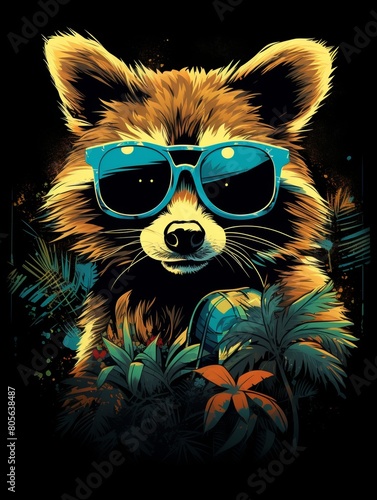 Raccoon Flaunting Shades for a Streetwise Look photo