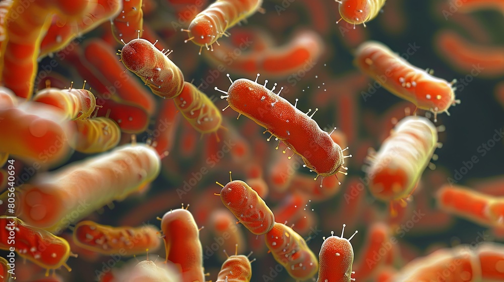 Microbial World: Close-up of Bacillus bacteria under a microscope, revealing intricate details of microbial life. Microbial World: Close-up of Bacillus bacteria under a microscope, revealing intricate details of microbial life.