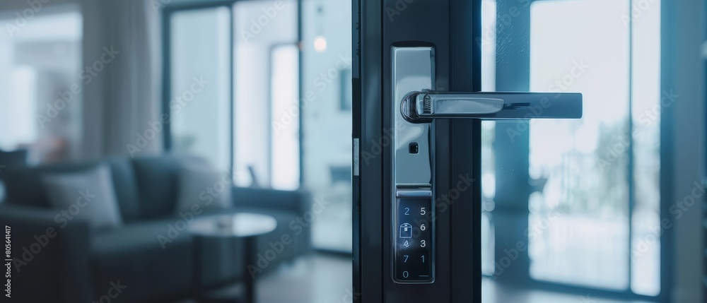 Door locks that recognize family members and automatically adjust security settings based on who is home, Sharpen close up strange style hitech ultrafashionable concept Door locks that recognize family members and automatically adjust security settings based on who is home, Sharpen close up strange style hitech ultrafashionable concept