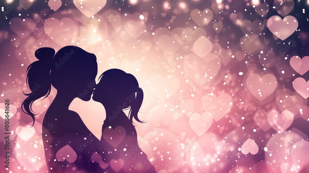 Obraz premium Silhouette of mother's love for child