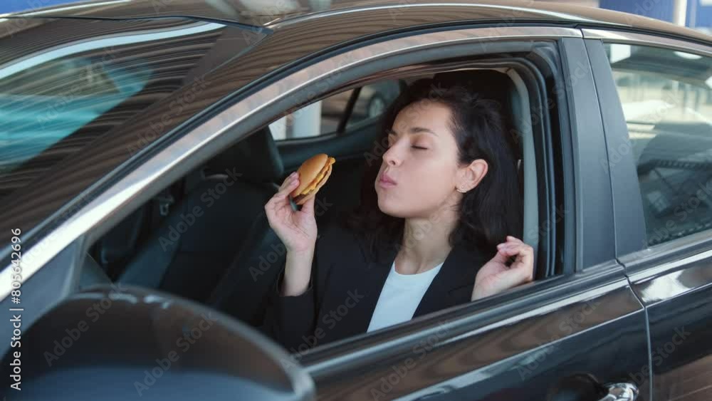 Female in personal automobile ready to road Female in personal automobile ready to road