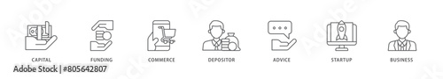 Angel investor icon packs for your design digital and printing of capital, funding, commerce, depositor, advice, startup and business icon live stroke and easy to edit  photo